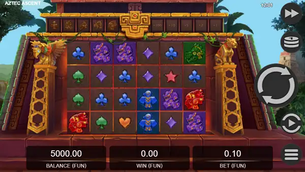 Aztec Ascent base game screenshot showing reels and features