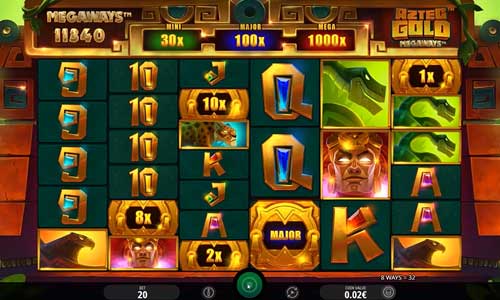 Aztec Gold Megaways base game screenshot showing reels and features