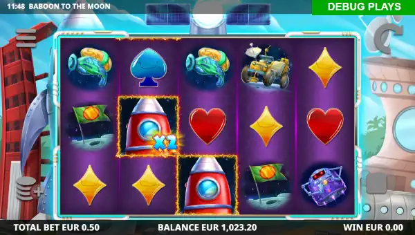 Baboon to the Moon base game screenshot showing reels and features