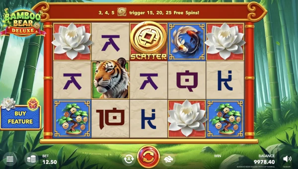 Bamboo Bear Deluxe base game screenshot showing reels and features