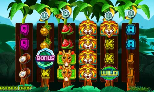 Banana Drop base game screenshot showing reels and features