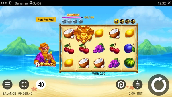 Bananza base game screenshot showing reels and features