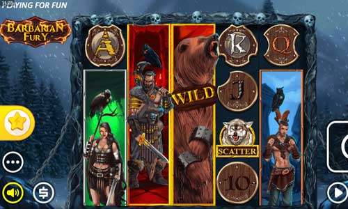 Barbarian Fury base game screenshot showing reels and features