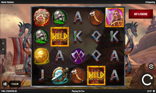 Battle Maidens base game screenshot showing reels and features