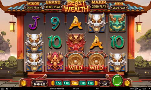 Beast of Wealth base game screenshot showing reels and features