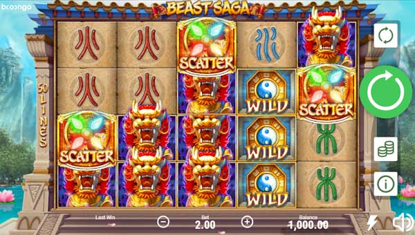 Beast Saga base game screenshot showing reels and features