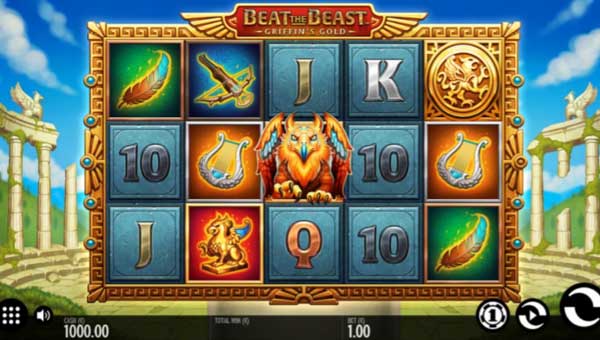 Beat the Beast Griffins Gold base game screenshot showing reels and features