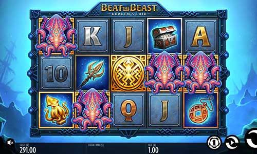 Beat the Beast Krakens Lair base game screenshot showing reels and features