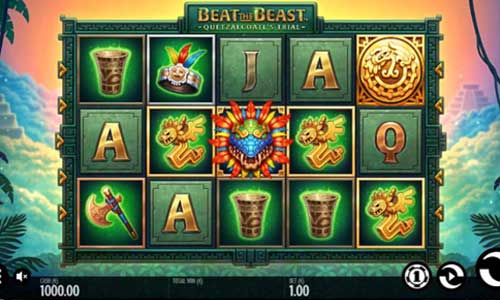 Beat the Beast Quetzalcoatls Trial base game screenshot showing reels and features