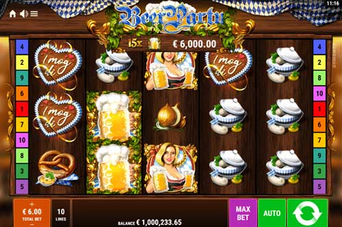 Beer Party base game screenshot showing reels and features