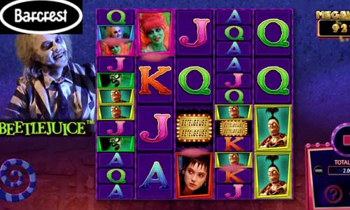Beetlejuice Megaways base game screenshot showing reels and features