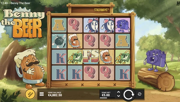 Benny the Beer base game screenshot showing reels and features
