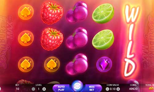 Berryburst Max base game screenshot showing reels and features