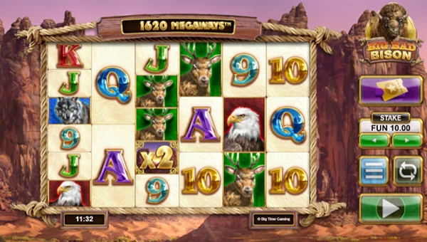Big Bad Bison Megaways base game screenshot showing reels and features