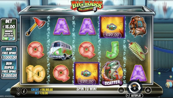 Base Game Screenshot of Big Bass Halloween 3 Slot by Pragmatic Play and Reel Kingdom