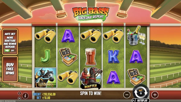 Big Bass Raceday Repeat base game screenshot showing reels and features