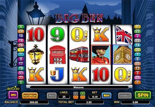 Big Ben base game screenshot showing reels and features