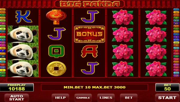 Big Panda base game screenshot showing reels and features