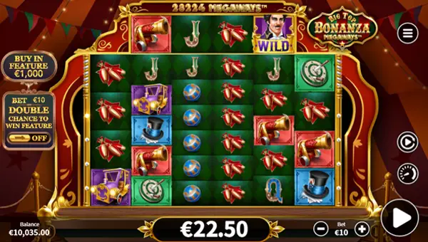 Big Top Bonanza Megaways base game screenshot showing reels and features