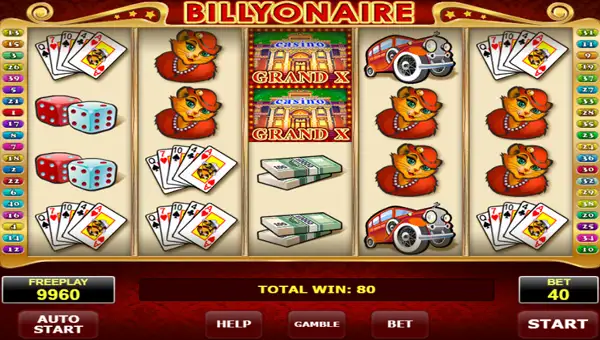 Billyonaire base game screenshot showing reels and features