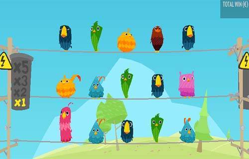 Birds On A Wire base game screenshot showing reels and features