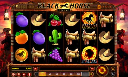 Black Horse Deluxe base game screenshot showing reels and features