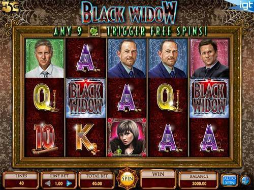 Black Widow base game screenshot showing reels and features