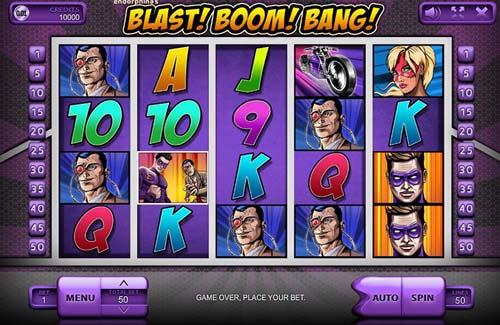 Blast Boom Bang base game screenshot showing reels and features