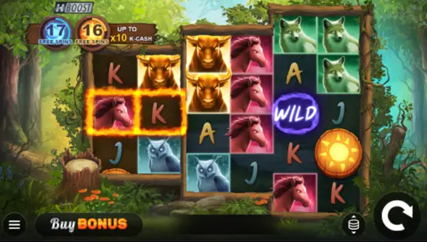 Blazing Bull Cash Quest base game screenshot showing reels and features