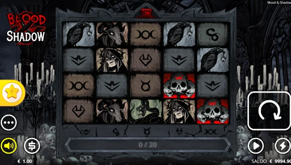 Blood and Shadow base game screenshot showing reels and features