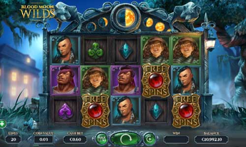 Blood Moon Wilds base game screenshot showing reels and features