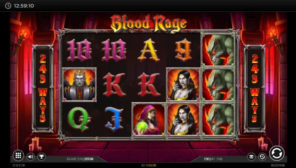 Blood Rage base game screenshot showing reels and features