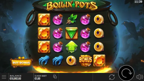 Boilin Pots base game screenshot showing reels and features