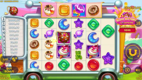 Bon Bomb Luxpots Megaways base game screenshot showing reels and features