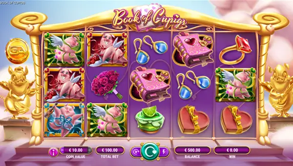 Book of Cupigs base game screenshot showing reels and features