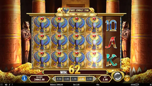 Screenshot of Book of Dead GO Collect slot demo showing reels and bonus game features
