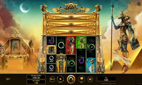 Book of Gates base game screenshot showing reels and features