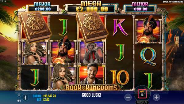 Book of Kingdoms base game screenshot showing reels and features