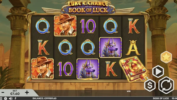 Book of Luck base game screenshot showing reels and features