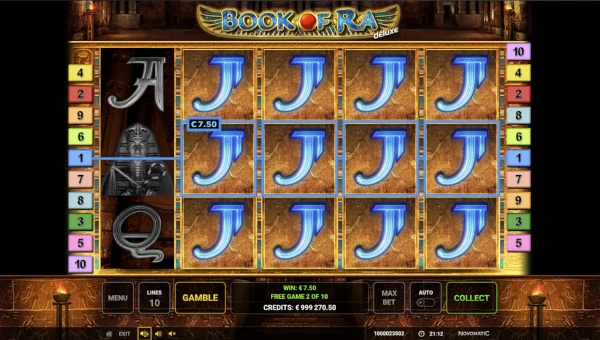Book of Ra Deluxe Free Spins round with Expanding Symbols