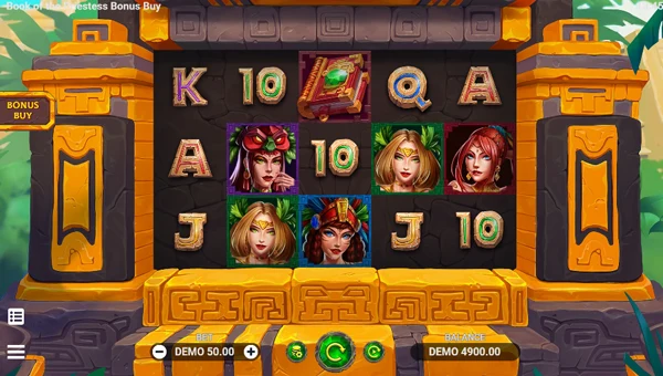 Book of the Priestess base game screenshot showing reels and features