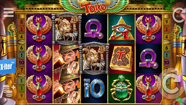 Book of Toro base game screenshot showing reels and features