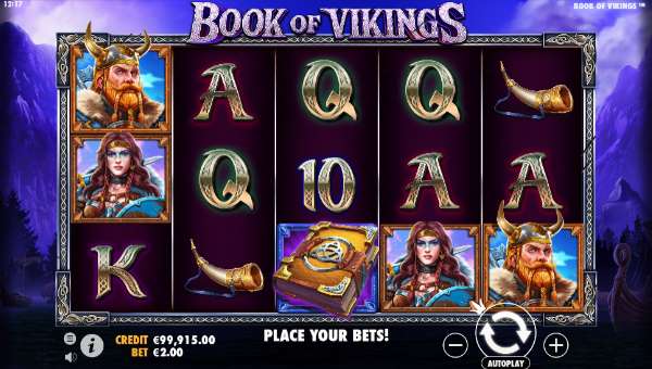 Book of Vikings base game screenshot showing reels and features