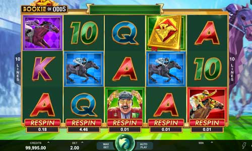 Bookie of Odds base game screenshot showing reels and features