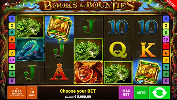 Books and Bounties base game screenshot showing reels and features