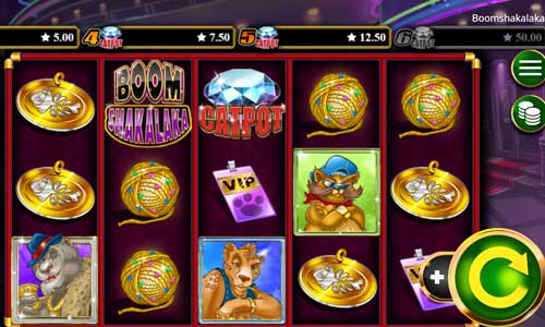 Boom Shakalaka base game screenshot showing reels and features