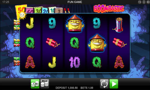 Boombastic base game screenshot showing reels and features