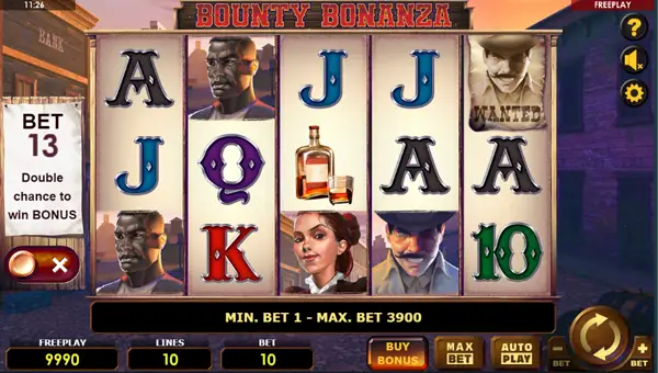 Bounty Bonanza base game screenshot showing reels and features