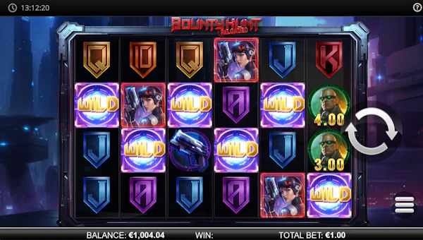 Bounty Hunt Reloaded base game screenshot showing reels and features