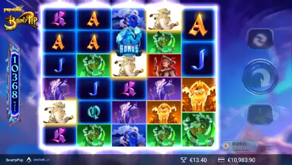 BountyPop base game screenshot showing reels and features
